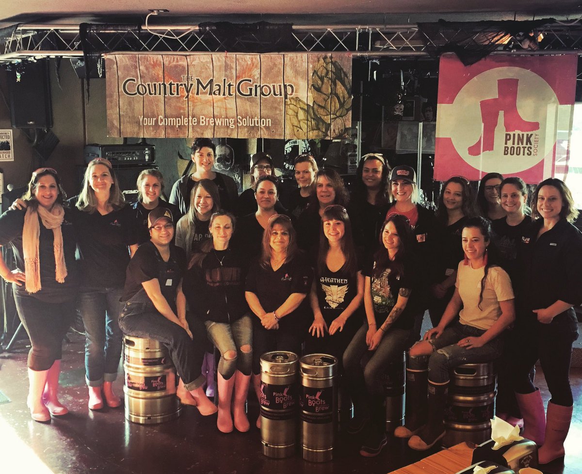 THMBCo's tweet photo. First Vancouver, WA brew day happening today at  The Heavy Metal Brewing Co. with the @pinkbootsbeer and the @PinkBootsOR chapter.

Several local breweries all joined up today to make their brew with our brewers Sam and Jess that will be released on April 7th. 

#pbb2018 https://t.co/MSqVscQCtN