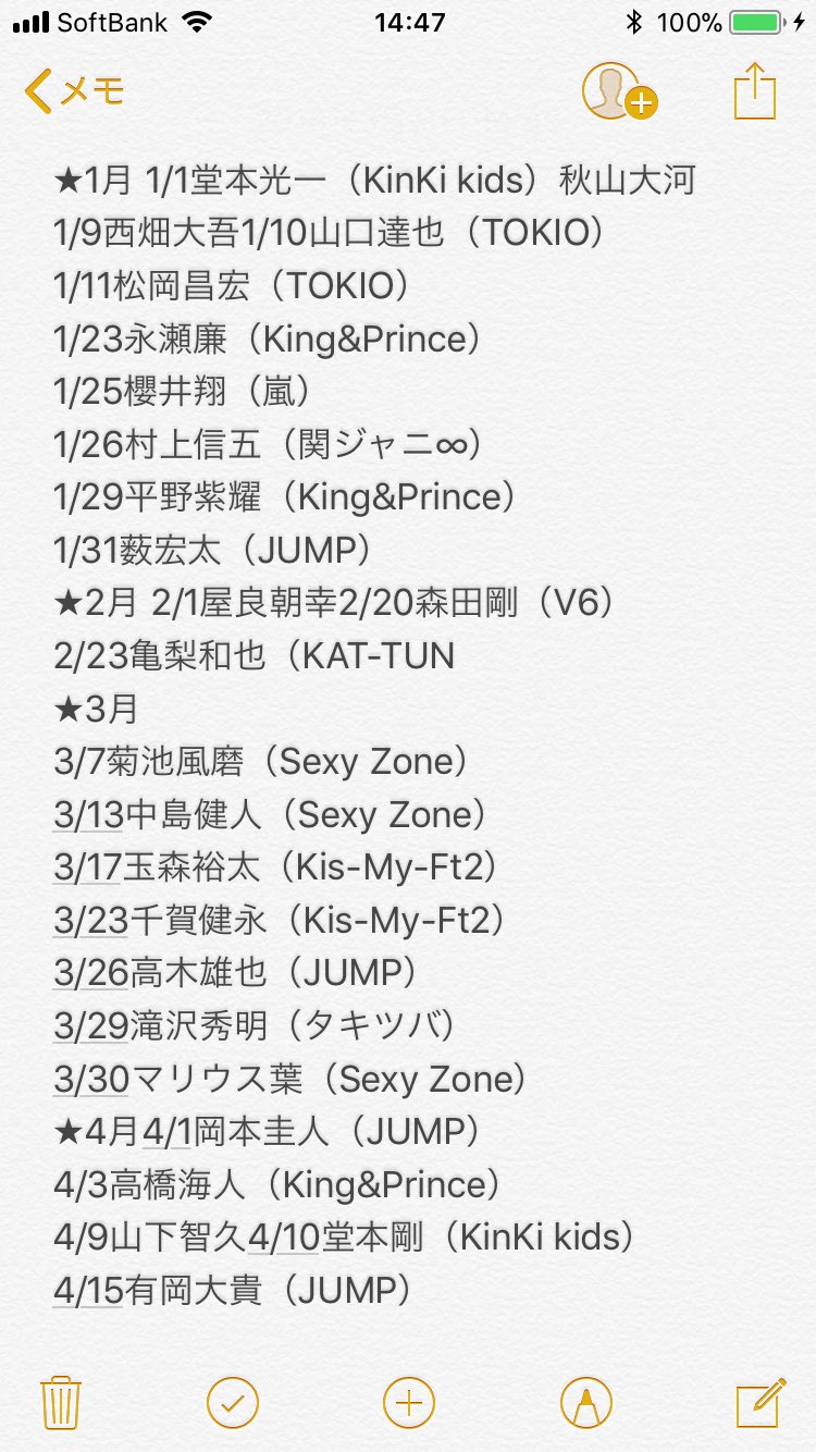 ジャニーズ男子 Sur Twitter ジャニーズ誕生日一覧表 1月 12月 一部jr 含む 永瀬廉 平野紫耀 高橋海人 岸優太 岩橋玄樹 神宮寺勇太 佐藤勝利 菊池風磨 中島健人 マリウス葉 松島聡 ジャニーズ男子 Sur Twitter ジャニーズ誕生日一覧表 1月 12月 一部jr 含む 永瀬廉 平野紫耀 高橋海人 岸優太 岩橋玄樹 神宮寺勇太 佐藤勝利 菊池風磨 中島健人 マリウス葉 松島聡