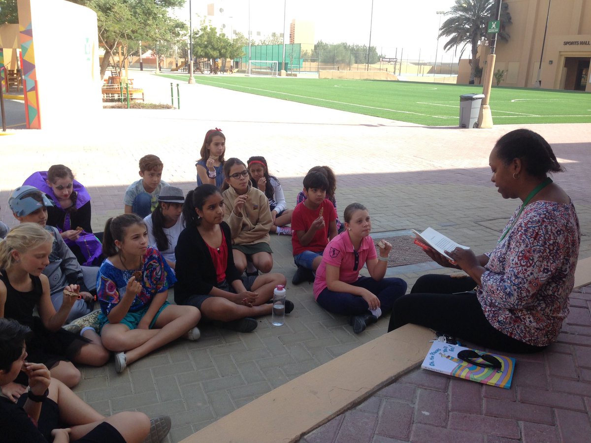 TraceyCroukamp's tweet image. Grade 5 students enjoying a book and biscuits (baked by 2 of our grade 5 students). Gangsta Granny read by a parent volunteer. #behappybegcs #gcsbookweek @GCSPYPG5