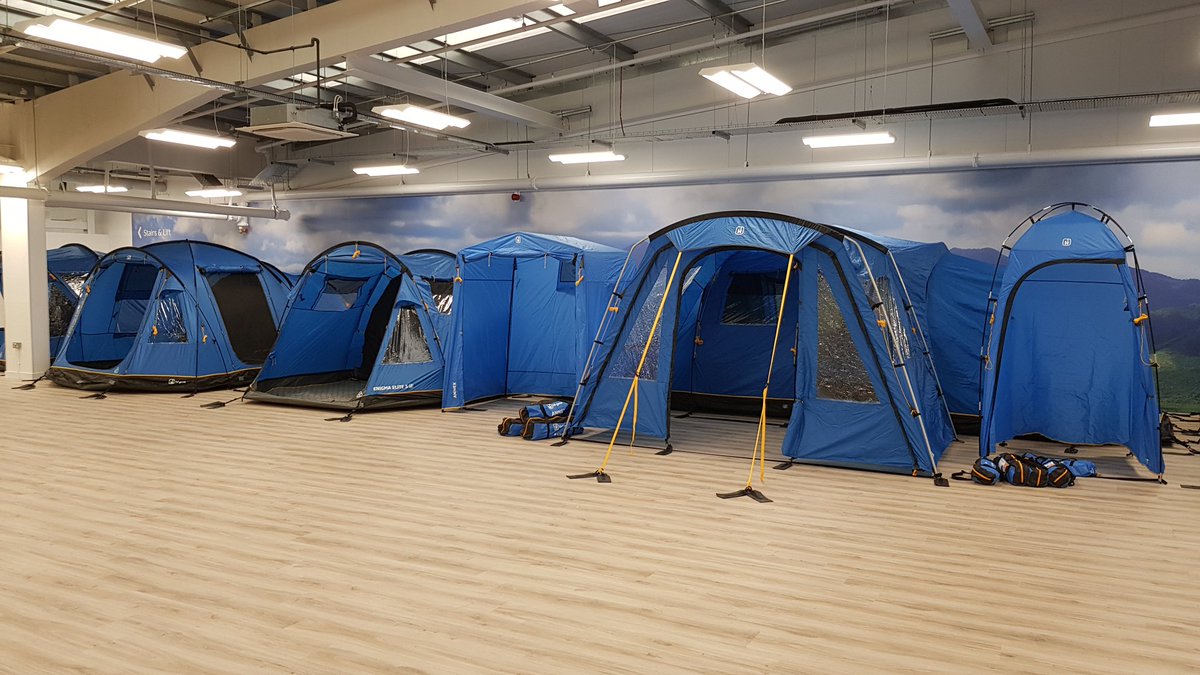 go_chesterfield's tweet photo. Well the indoor tent field is taking shape with some great looking #higear #tents on display and we also have the @vango tents including the #vangocasa family tent #camping #tents #chesterfield #derbyshire #PeakDistrict #camp #glamping #staycation @goutdoors @GO_ReadingStore https://t.co/BpizRIDMzC