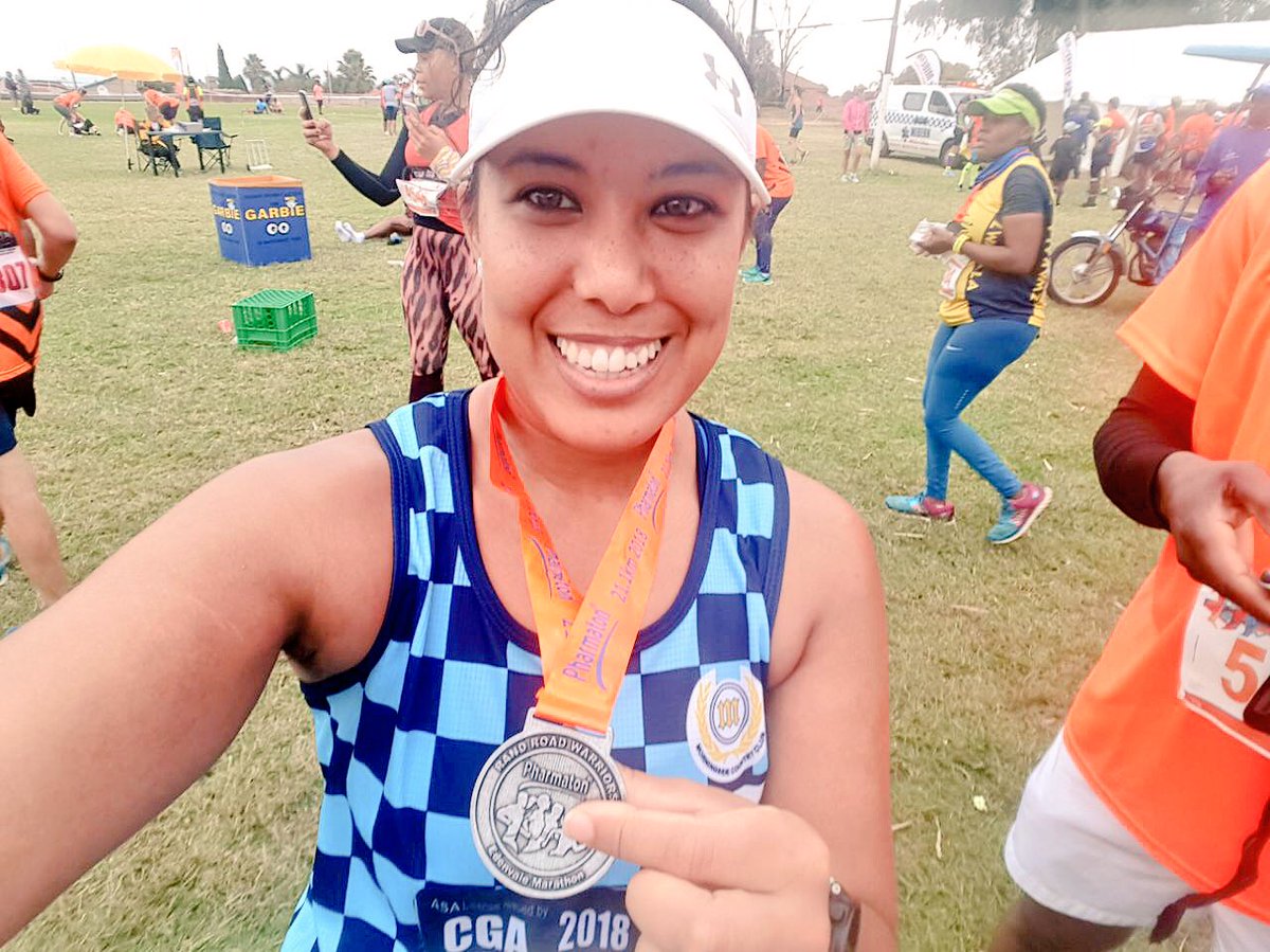 CAsWhoRun's tweet photo. Every weekend we have at least one #CAWhoRun crew members doing a race in Jozi. This week @Bronwyn9999 tackled the @pharmatonza 21km. You know itβs one of our ladies when you see smiles at the end π @RunMorningside. Well done Bronwyn ππΎ https://t.co/jmMrs7xEo6