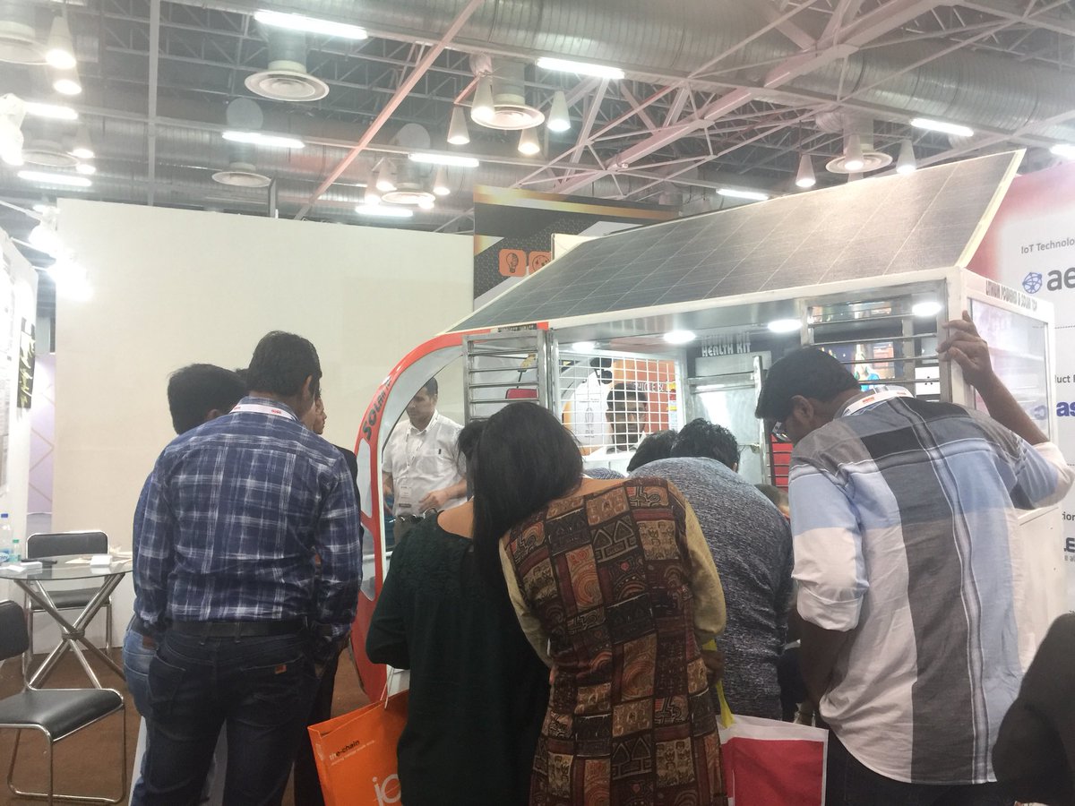 IntInnovant's tweet photo. @IntInnovant presenting it’s e-vehicle having solar roof at @ElecramaLive on 2nd day https://t.co/h0FmRMghwH