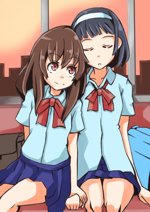 夕焼け+居眠りってシチュいいなー
現実場慣れしてない感が(≧∇≦)b
#絵描きさんとつながりたい  #百合 #落書き 