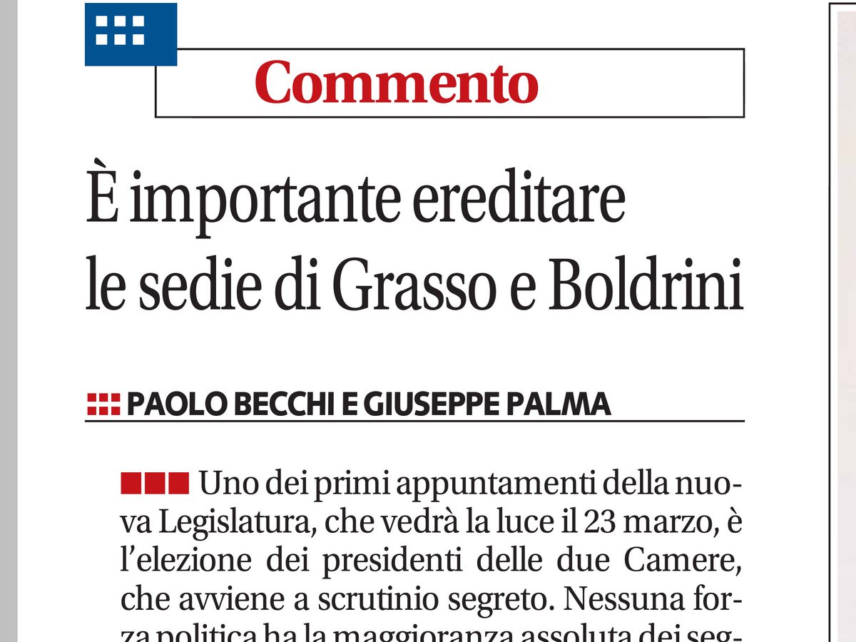 pbecchi's tweet photo. Al posto di Grasso, Calderoli. Al posta della Boldrina, faccia Di Maio un nome.
Oggi su @Libero_official a firma mia e di @GiuseppePalma78 https://t.co/PZ0Umgjlxc