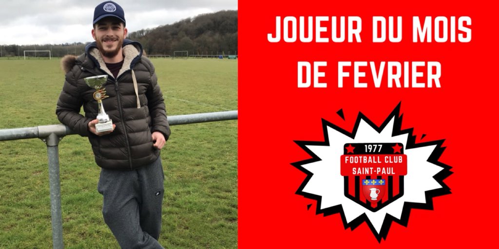 fcsaintpaul's tweet photo. ⬇️ Joueur du mois ⬇️

📸 Victor Parage qui pose avec le trophée de joueur du mois 🔥 #TeamFCSP 🔴⚫️ https://t.co/JrWip3R4Of