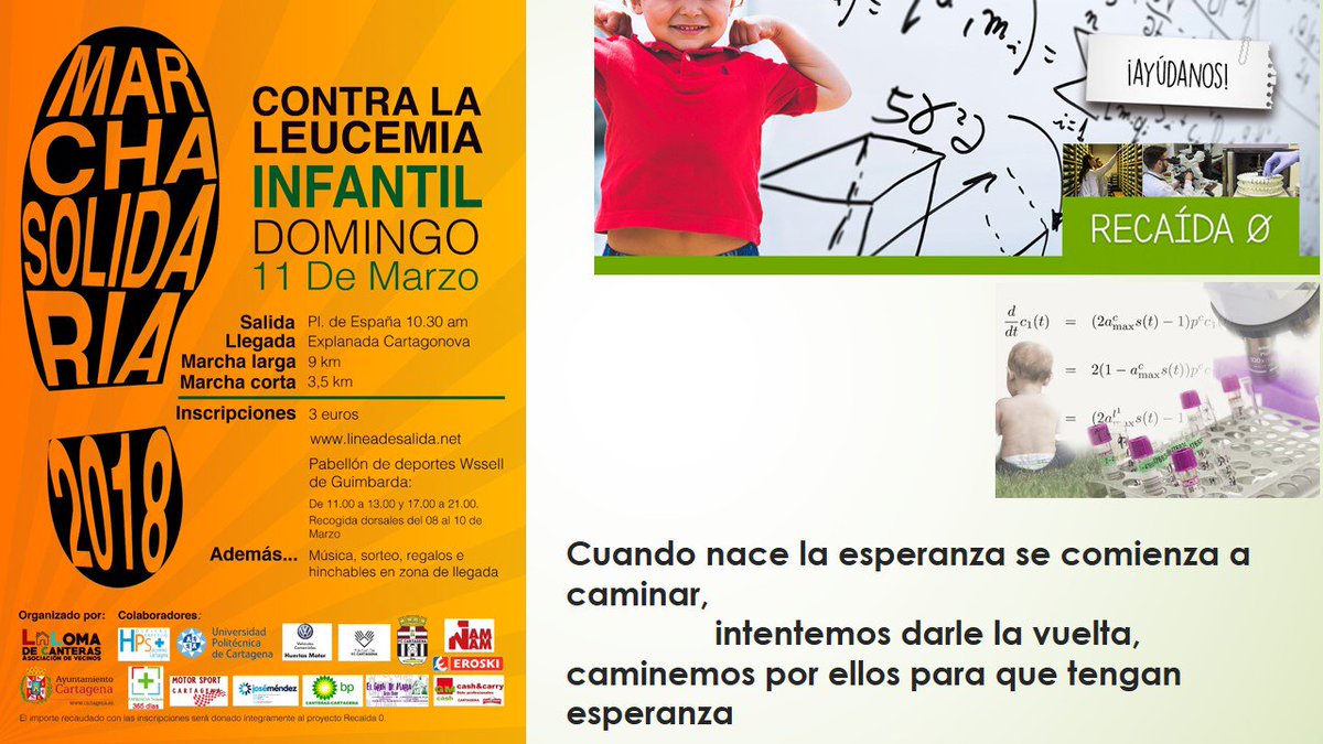 AytoCartagenaES's tweet photo. Hoy nos sumamos a la la #Marcha Solidaria de la #LeucemiaInfantil cuya recaudación se destinará al proyecto RECAÍDA 0 ¡Vamos! @VvLoma https://t.co/1OdBNwtl7j https://t.co/nnKYAAWcsl