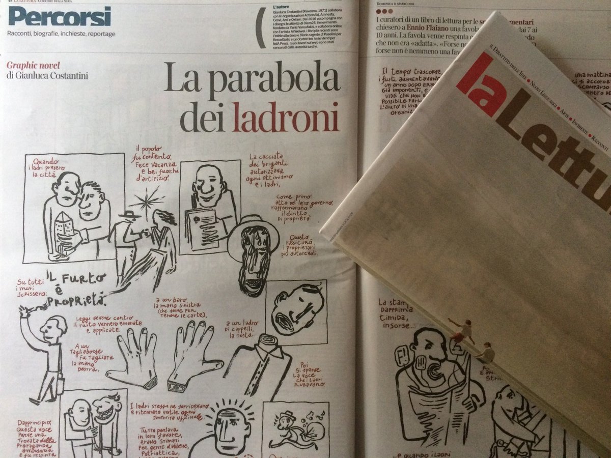 channeldraw's tweet photo. I curatori di un libro di lettura per le scuole elementari chiesero a Ennio Flaiano una favola per bambini dai 7 ai 10 anni. La favola venne respinta cortesemente, dicendo che non era «adatta». 
Da oggi potete leggerla su @La_Lettura - @Corriere della Sera con i miei disegni... https://t.co/3fMpgsOqgj