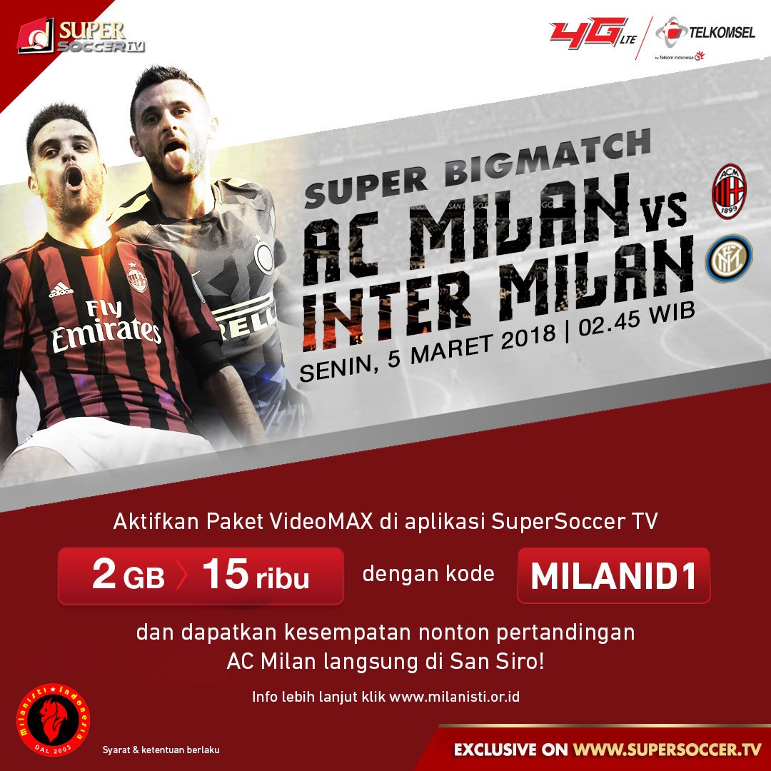 MilanistiOrId's tweet photo. [#NextMatch] #DerbyDellaMadonnina #SerieA #ACMilan vs #inter | Senin 05 Maret 2018 | K.O 02:45 Wib | Live Streaming @my_supersoccer | #ForzaMilan 💪⚽ https://t.co/wV50IoGA03