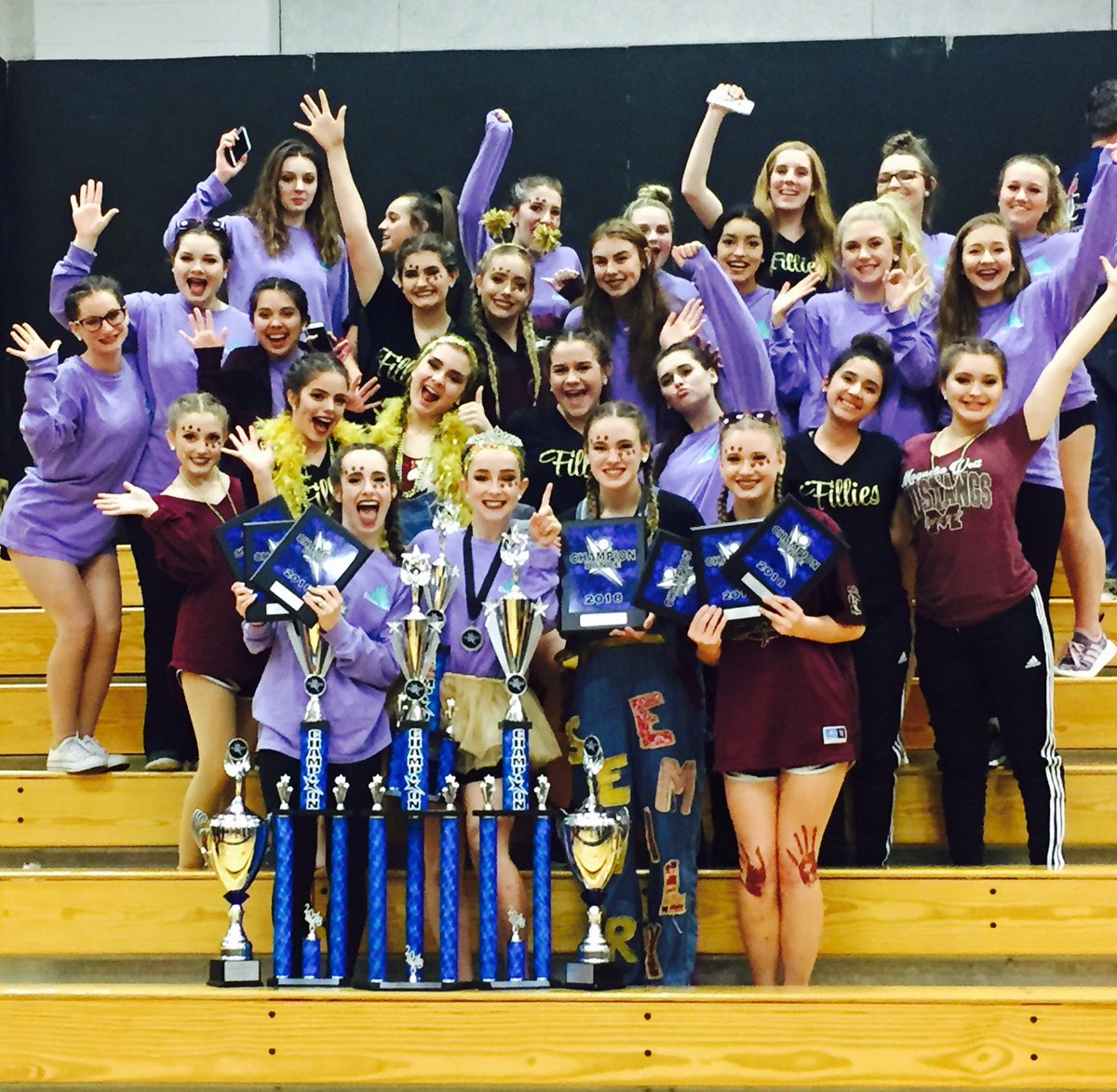 ODellDance's tweet photo. Congrats to our Fillies for a successful last contest! Won all of their team routines, judges award, top scoring team and officers, choreography, technique, and showmanship award. #DreamTeam https://t.co/F07VtGCDWE