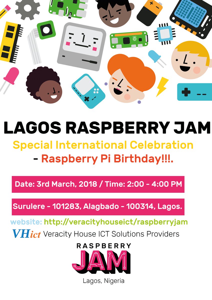 veracityhouse's tweet photo. @GABONIAVERACITY #PiParty Lagos Raspberry Jam 2018
Special International Celebration - 6th Raspberry-Pi Big Birthday!..
Lagos Nigeria @Raspberry_Pi @ben_nuttall #RJam #RaspberryJam #raspberrypi #physicalcomputing #robotics #edtech #coding #programming #edTechAfrica #veracityhouse https://t.co/8YcN1mYnJv