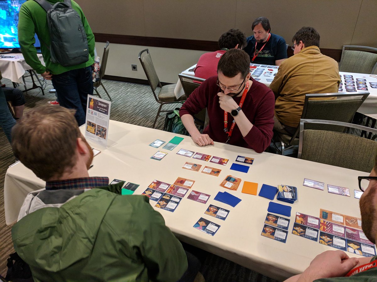 CramGames's tweet photo. Here's @SpiderJerome showing our game to some players at the showcase at #ECCC ! #ECCC18 #GameDev #playtest https://t.co/53D7XpRJ2f