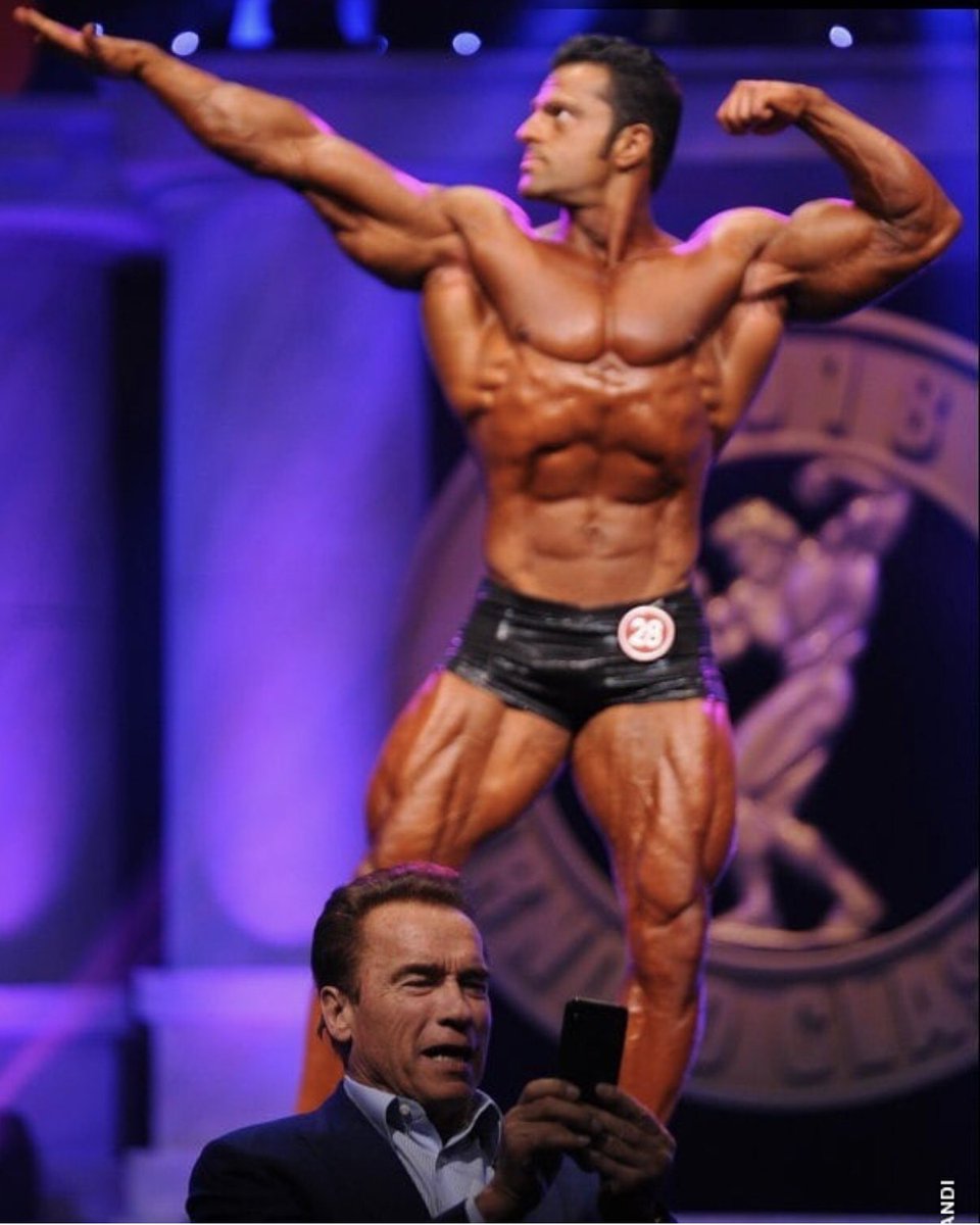 dymatize's tweet photo. .@Dymatize is very proud of @arash_rahbar’s! “An honor &amp; privilege. Selfie on  @Schwarzenegger snapchat #Surreal 2nd place guys. Didn’t come out the way I planned will only improve &amp; be back soon! Very happy w/ what @astrongspirit &amp; I were able to achieve it’s just the beginning” https://t.co/ADGnBNjgIE
