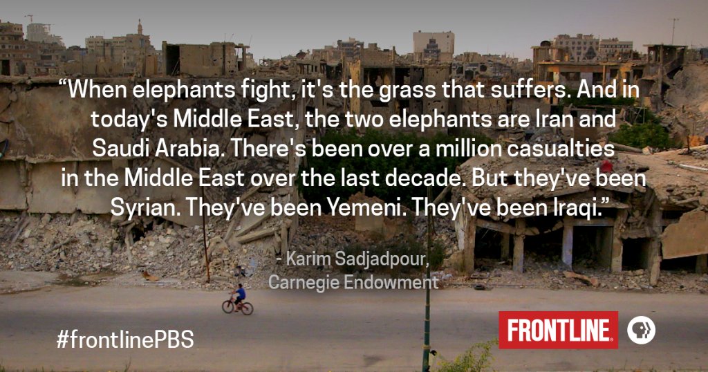 frontlinepbs's tweet photo. FRONTLINE traced how Iran and Saudi Arabia's 40-year rivalry ripples through the conflicts in Syria, Iraq and Yemen today. Watch our 2-part series "Bitter Rivals: Iran and Saudi Arabia" online at any time: https://t.co/Kmj7SO0oYr https://t.co/WpiZdb00Cc
