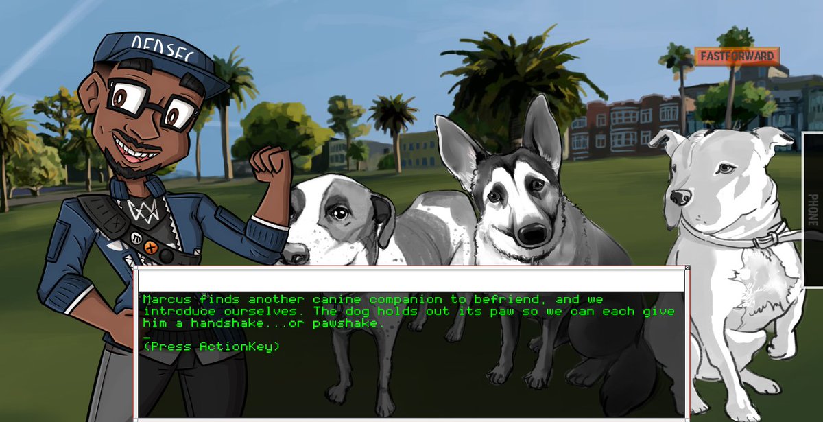 WDDatingSim's tweet photo. Time for the very first look at the game! As you can see there's more than just human friends to be made :) Upcoming week we'll talk about our prototype #wddatingsim #watchdogsDDOS #WatchDogs2 #gamedev #screenshotsaturday #screengrabsaturday https://t.co/AjSgDdKVwe