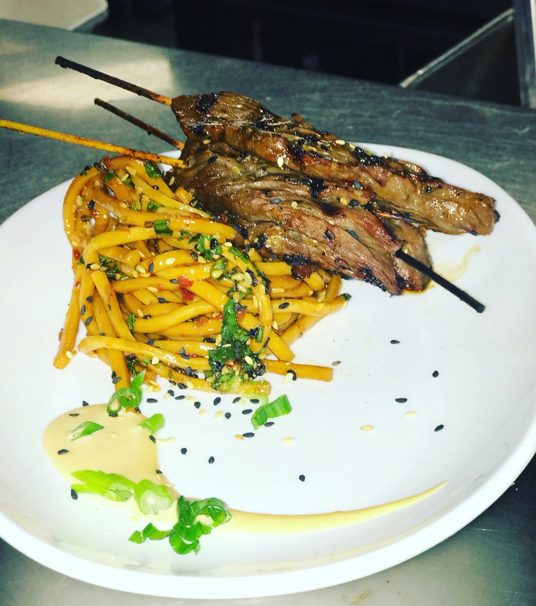 CafeTuTuTangoFL's tweet photo. It’s a sesame steak skewer saturday kind of night around here! 

sesame steak skewer (saturday) chilled chili udon, ginger-soy aioli

#FoodArtFun #CreativeDining #SaturdayNightLife https://t.co/YwllDvgYvk