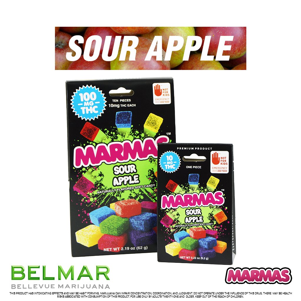 BelMar425's tweet image. Treat yourself this Saturday with some Sour Apple Marmas! One of the many fine flavors from Marmas.  These delectable fruit chews make a good time great.  Swing on by today, we're open until 11:55PM EVERYDAY OF THE WEEK!
#MarmaEdibles #SourApple #Marmas #NWCS #BelMar #Bellevue