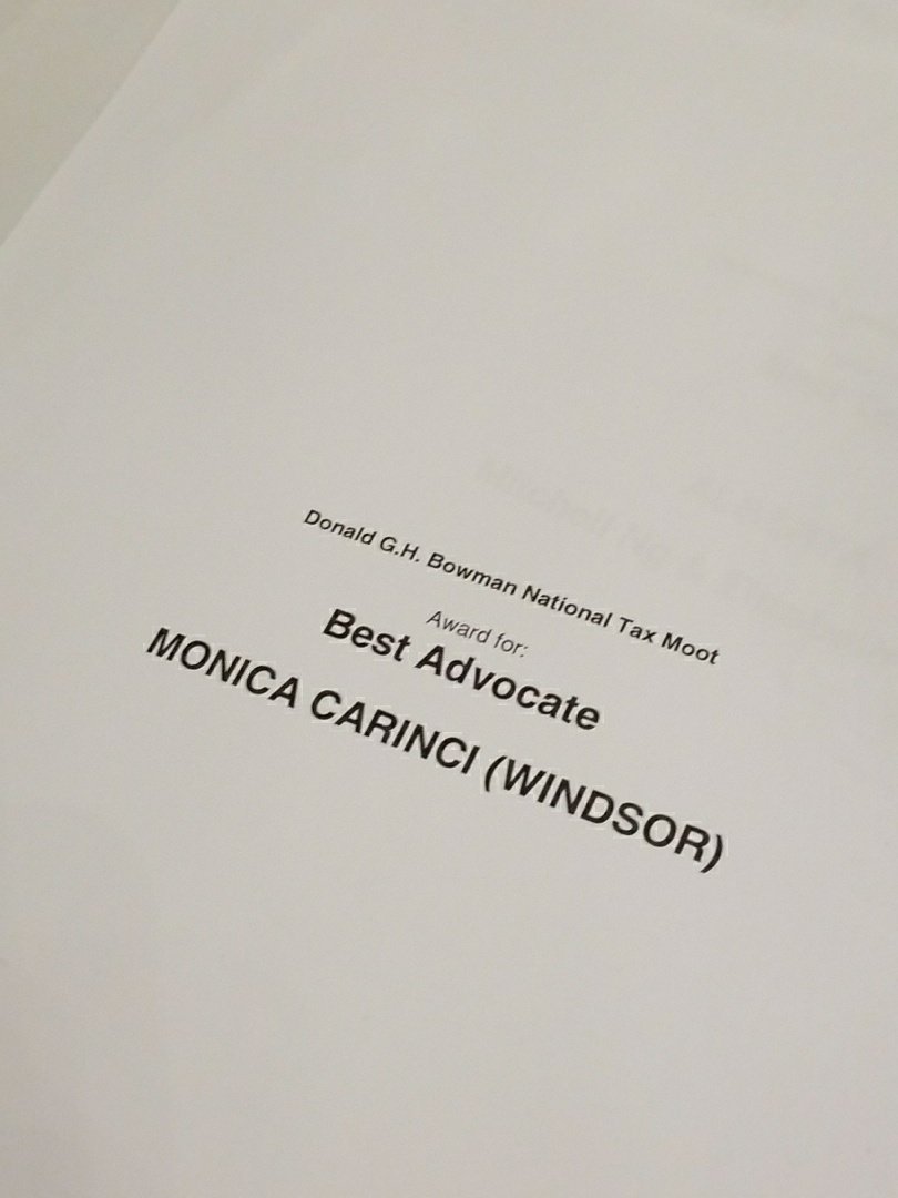 CanTaxLit's tweet photo. And our best advocate is from @UWindsor! Congrats Monica Carinci. https://t.co/RuzcwnEOwS
