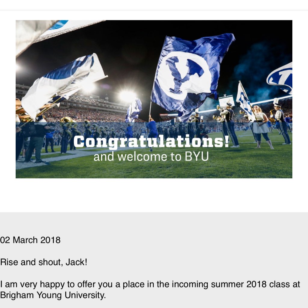 Jack_Carpenter5's tweet photo. Been going to Provo since I was a little kid. Glad I can finally go as a student. #BYUbound #skoCougs https://t.co/nFF9gtLAIp