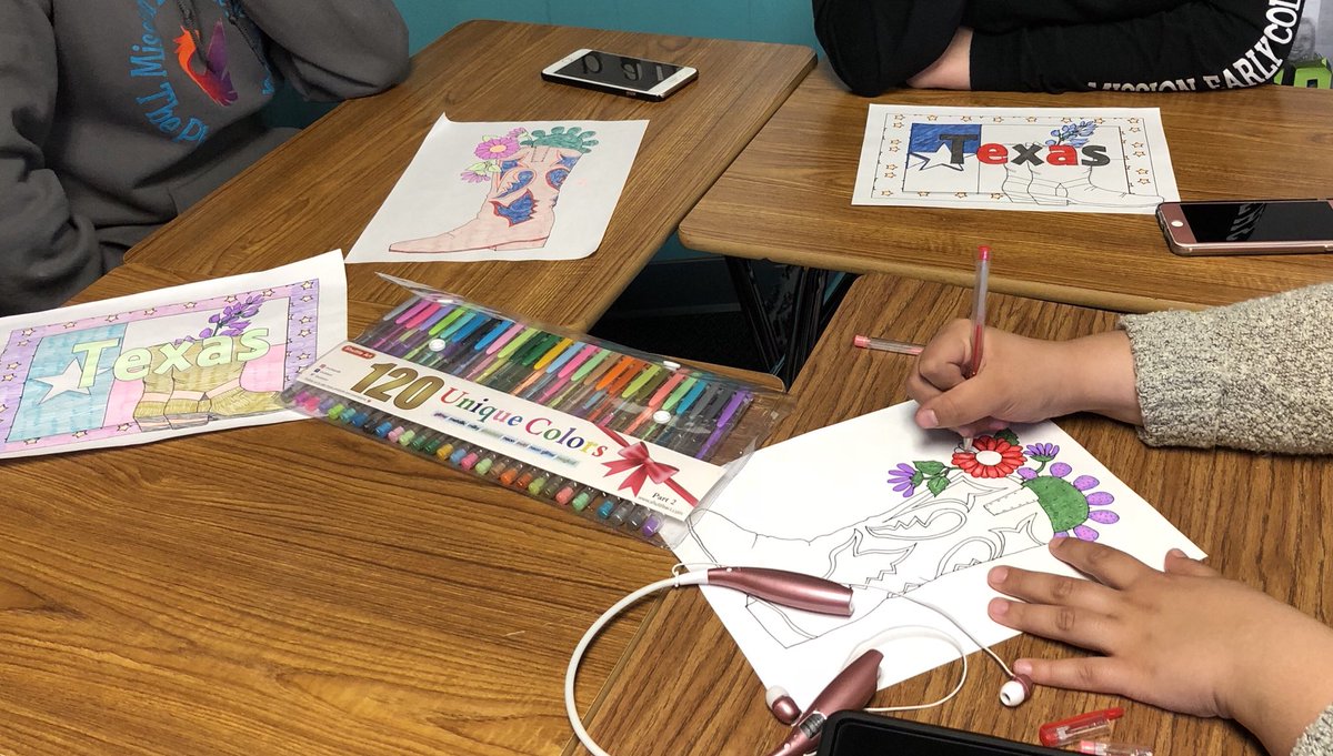 evande_MECHS's tweet photo. Students colored pictures that represent our west Texas heritage. #missionechs #IndependenceDay https://t.co/0OSxdIDXBc
