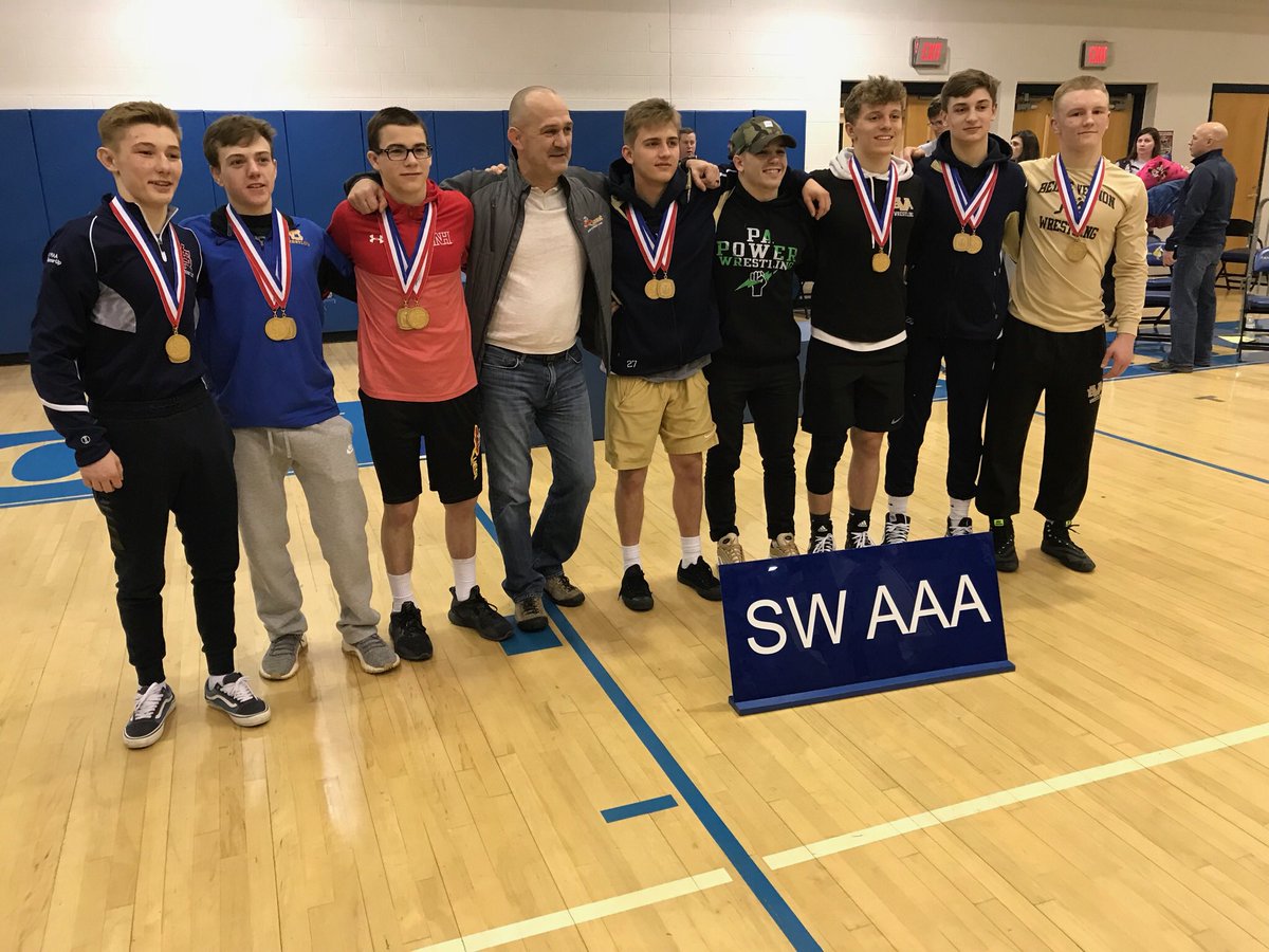 QuestWrestling's tweet photo. 14 weights wrestled. 7...SEVEN Quest champions in the AAA WPIAL. Outstanding job by all Quest wrestlers - 14 state qualifiers out of the AAA WPIAL alone. Well done, let’s finish strong, gentlemen!! #QuestStrong https://t.co/9LaxFKsxCd