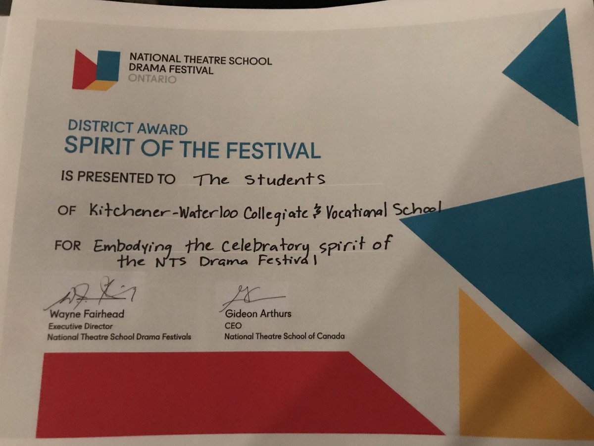 kcidrama's tweet photo. So proud of all of our cast and crew for embodying the Spirit of the Festival onstage, in adjudication, and in their support of every production we were fortunate enough to see. Congrats to Elmira, Bennies, and Southwood on advancing to Regionals! #KCINeverland #KCIHappyThoughts https://t.co/ZqTFPUxlYz