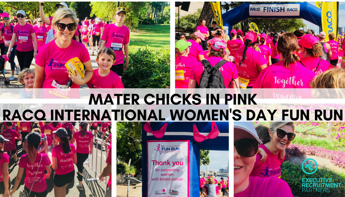 OntenAU's tweet photo. Such a privilege to join the 'sea of pink' this morning at the @RACQOfficial International Women's Day Fun Run supporting @materfoundation #chicksinpink raising funds to support women with #breastcancer . #giveback #materchicksinpink #brisbane #iwd #execrecruitmentpartners https://t.co/imXCaxRWdC