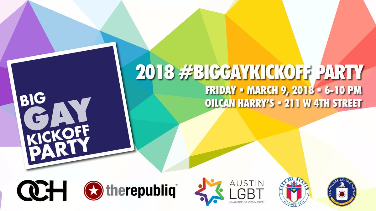 therepubliq's tweet photo. 2018 #BIGGAYKICKOFF PARTY // FRI 03/09 6-10P / @OilcanHarrys / Our 6th annual unofficial #LGBTQ+ ๐ณ๏ธโ๐ kickoff event, in partnership with @aglcc and #OCH / 21+ / Open to the public, no badges/wristbands required / FREE w/RSVP / https://t.co/BQAtJYR4MK #SXSW #SXSW2018 https://t.co/wL0hx8iiXd