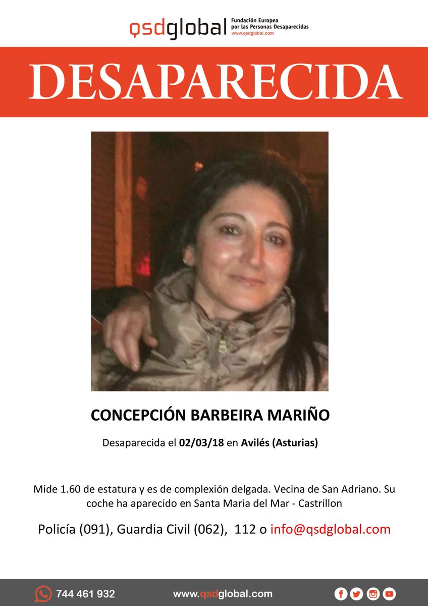 🆘Urgente⚠
Esta es Concepción y ha #desaparecido en #Avilés #Asturias
¿La has visto?
                               Llámanos
☎️062
☎️091
☎️112

Tu RT no cuesta nada y puede ayudar mucho