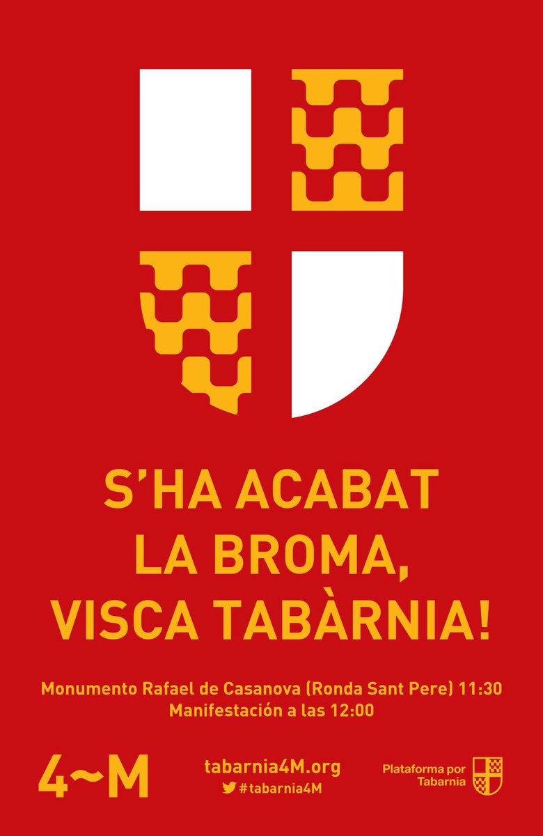 govern_tab's tweet photo. 📅 Estáis todos invitado a asistir a la primera manifestación en defensa de nuestro derecho a decidir como Comunidad Autónoma. Visca #Tabarni4M https://t.co/APzPDNrXrW
