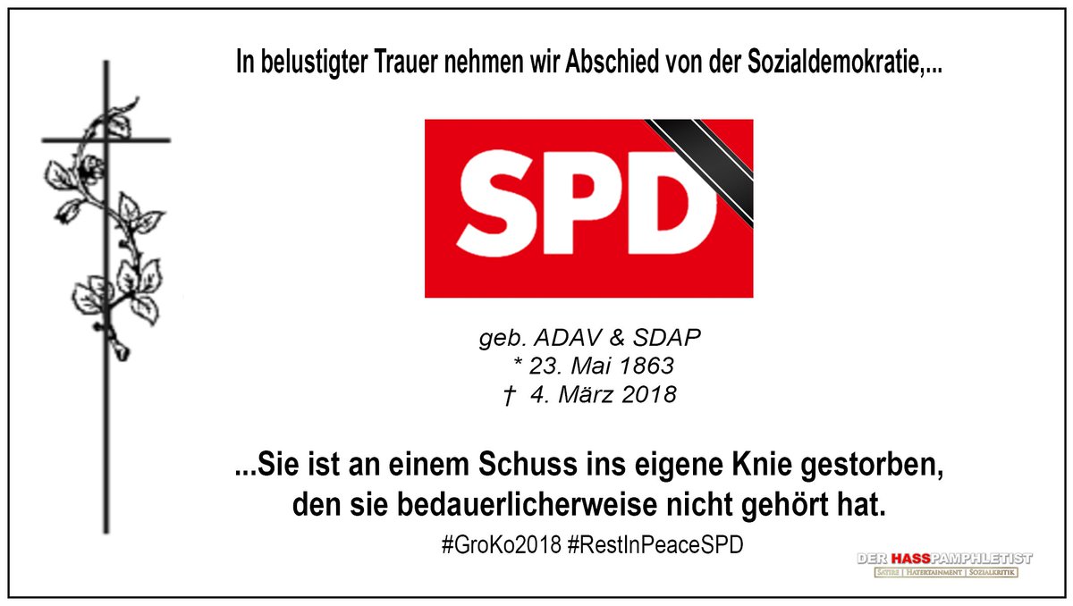 DerPamphletist's tweet photo. #RestInPeaceSPD #groko #spdmitgliederentscheid #sozialdemokraten https://t.co/4Cfc5EjWB3
