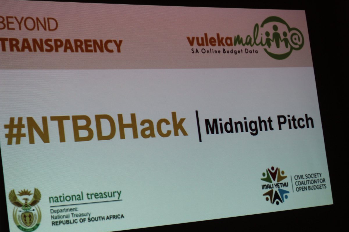 TiyaniTee's tweet photo. #NTBDHack midnight pitches - if we had to wake you up at 00:00, what would you say your solution is about? #BudgetHack #Budget2018 #OpenData https://t.co/hVZT0Qn00P