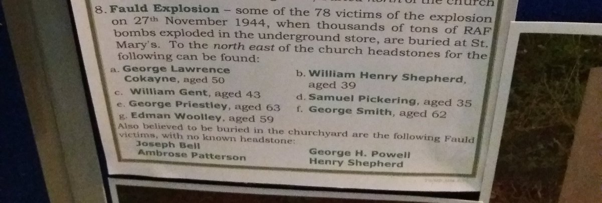 Baddileyram's tweet photo. @mikejamestaylo2 

Some of #fauld #explosion victims are buried at St Mary's church Tutbury.
Found this sign in the church, might be worth exploring for the headstones in the spring when the snow has gone and the ground is dry. https://t.co/hu8V1Ack5Z