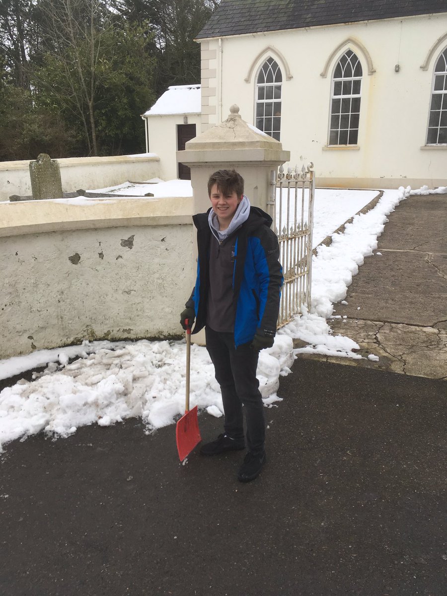 "Find some with a servants heart &amp; give them a leadership task."

This is Will. He is 15. Sick all week with flu but got out of bed this morning to shovel show so people near Lisburn to come to his church. #leadership
