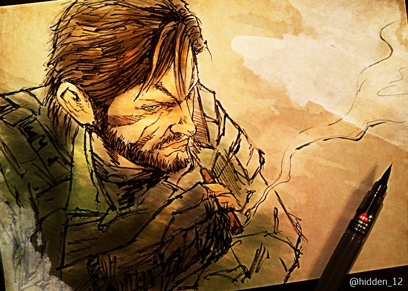 Hidden Sur Twitter 描いてみた Metal Gear Solid 3 Snake Eater より ネイキッド スネークを描きました W ﾉ Kojima Hideo Ken1555 Kaizerkunkun T Co Tkvrtyziij Mgs スネーク 葉巻 筆ペン 絵描きの輪 絵描き人 イラスト王国