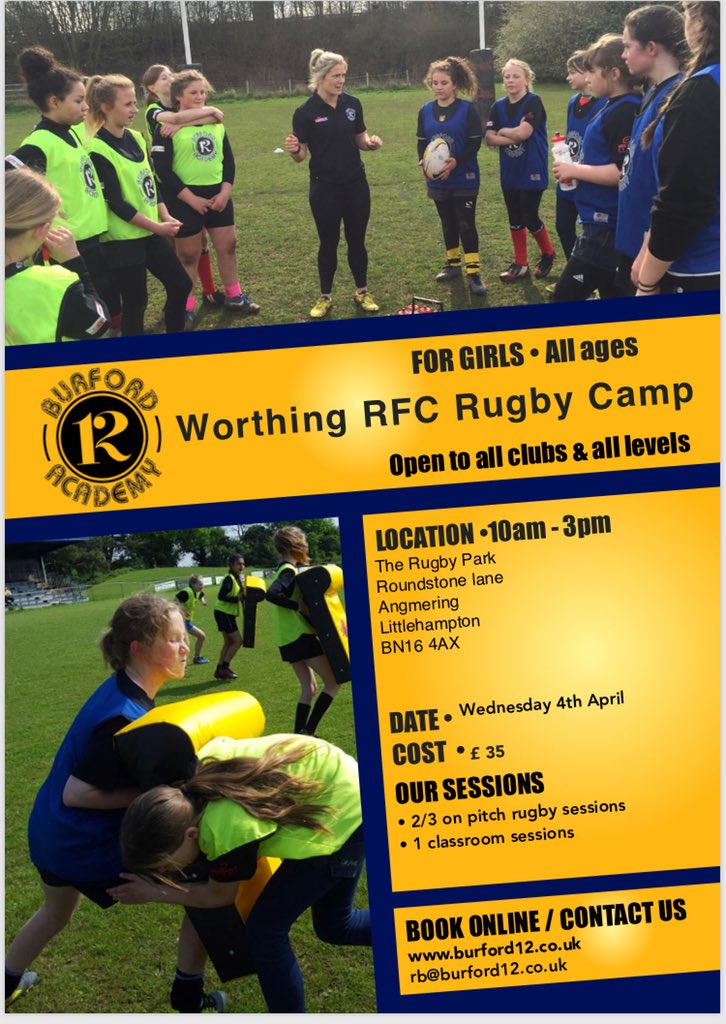 RachaelBurf12's tweet photo. 🏉🏉GIRLS RUGBY CAMPS🏉🏉
@BurfAcademy Easter Half Term camps are taking bookings now👩🏼‍💻visit https://t.co/qIF44AYS8k to secure your place 

🗓4th April📍@wrfcladies 
🗓10th April📍@WindsorDames 
🗓11th April📍@HoveRugbyClub 
🗓12th April📍@Camberleyrfc1 
Spread the Word RT https://t.co/DEZU4gY5SQ