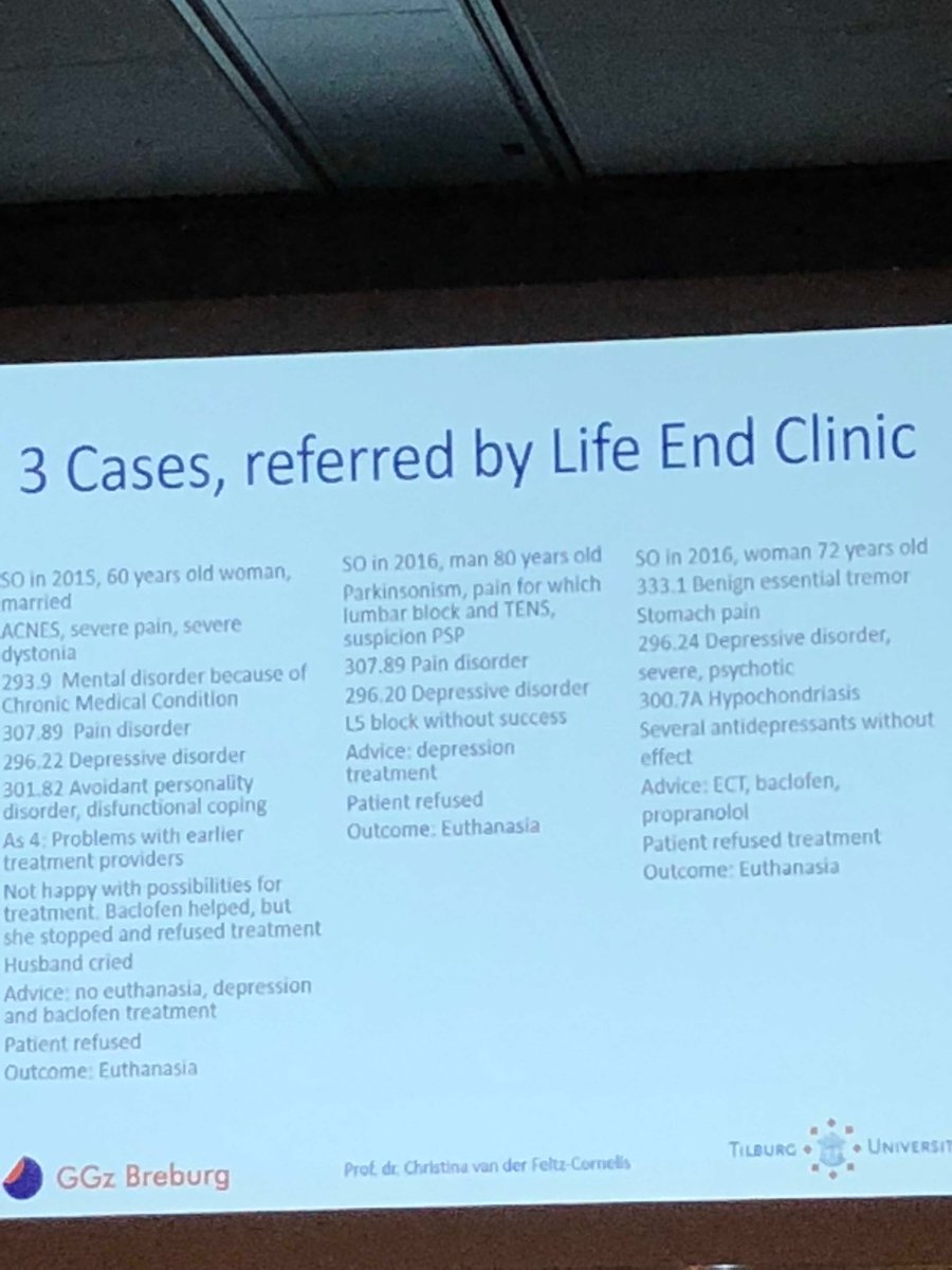 Schokkend: ondanks advies om depressie te behandelen gaat #levenseindekliniek over tot euthanasie omdat pt behandeling weigert. #EPA2018 #vdFelz GGZ Breburg