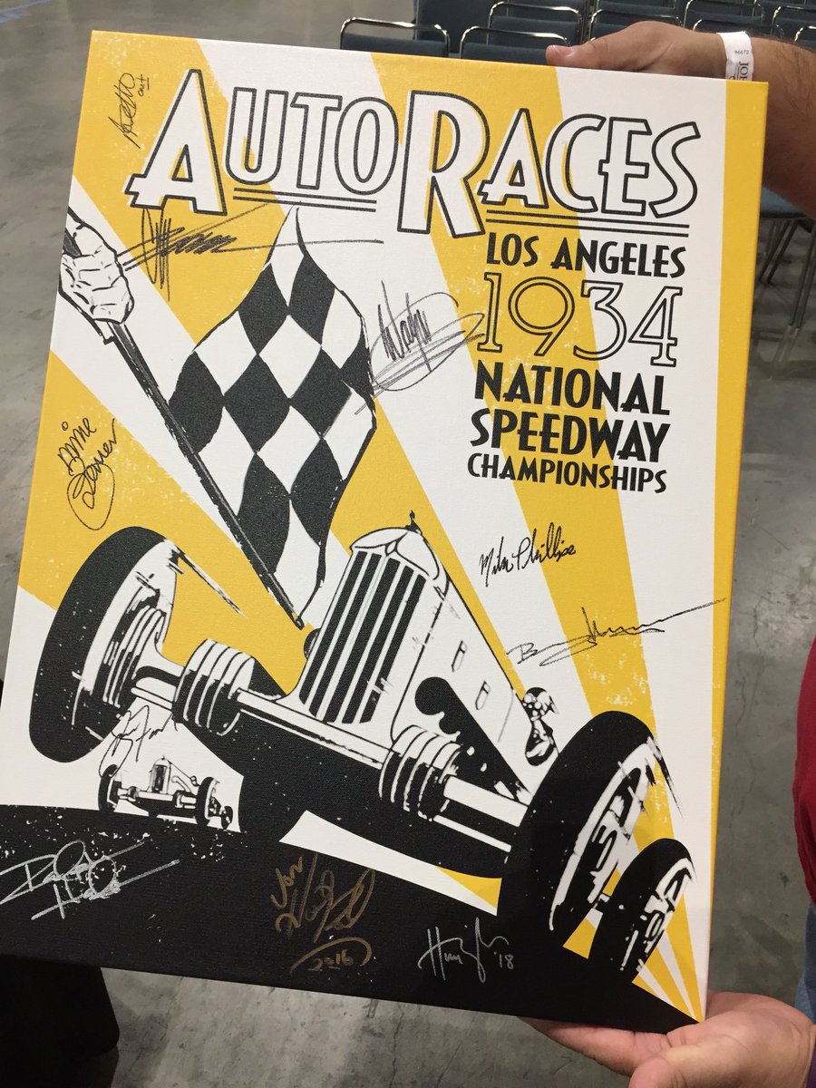 BradFanshaw's tweet photo. Met Paul today of #orangecountymustangclub at @theclassicautoshow he walked up for an autograph & was holding a classic auto print from my co. #bonspeed He had me & a ton of others autograph the print including @mikebrewer @AntAnstead @chipfoose he was on the search @davekindigit https://t.co/NQdySRwKBm