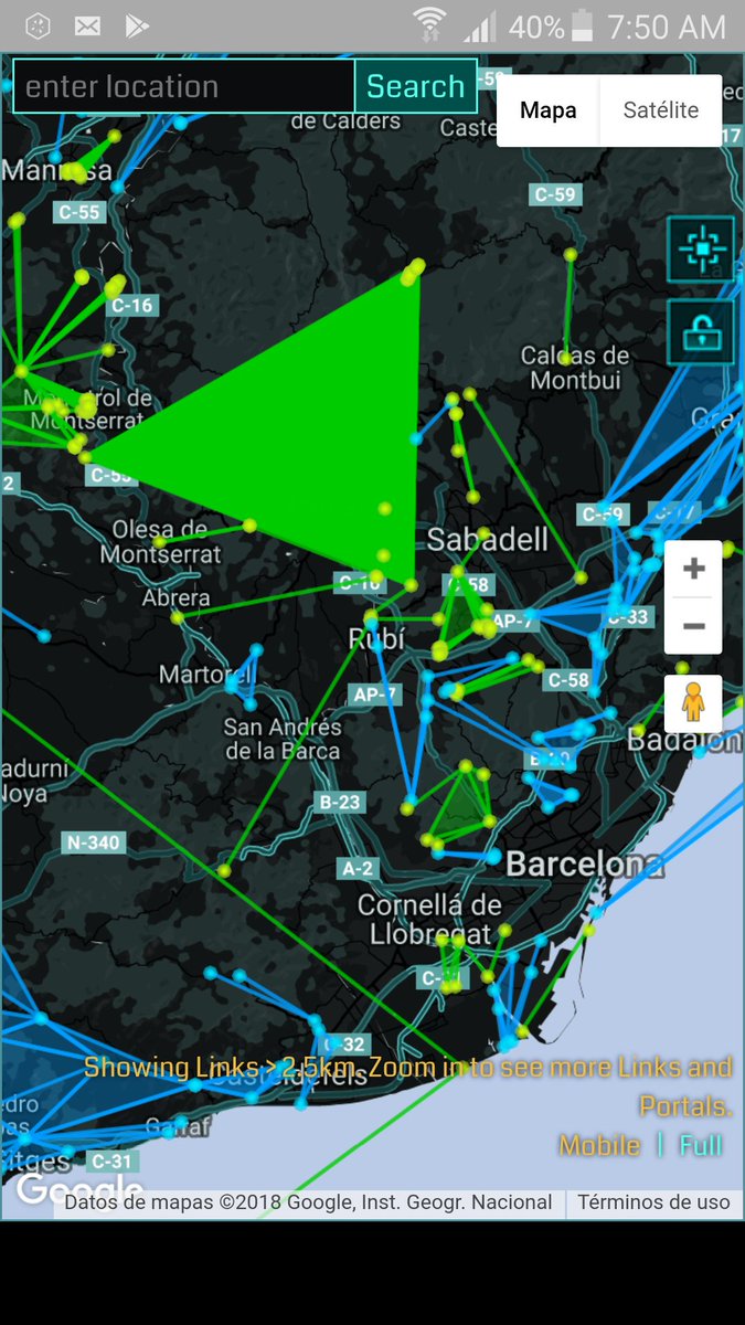 rllorens314's tweet photo. #Terrassa is green ✅ #iluminados #Ingress #multicapas del bueno. https://t.co/7sXgt0ErNB