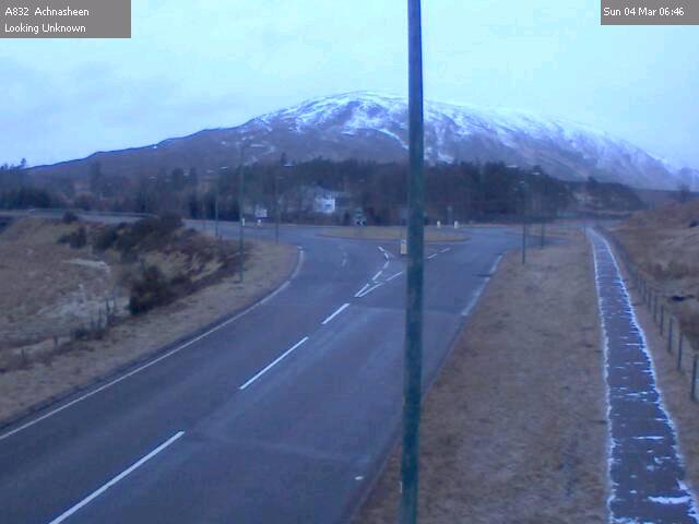 Slightly warmer this morning but still around zero with ice risk on most roads.  Snow showers due later across the area, with rain at lower levels. A835 Drumrunie to Ledmore still shut.