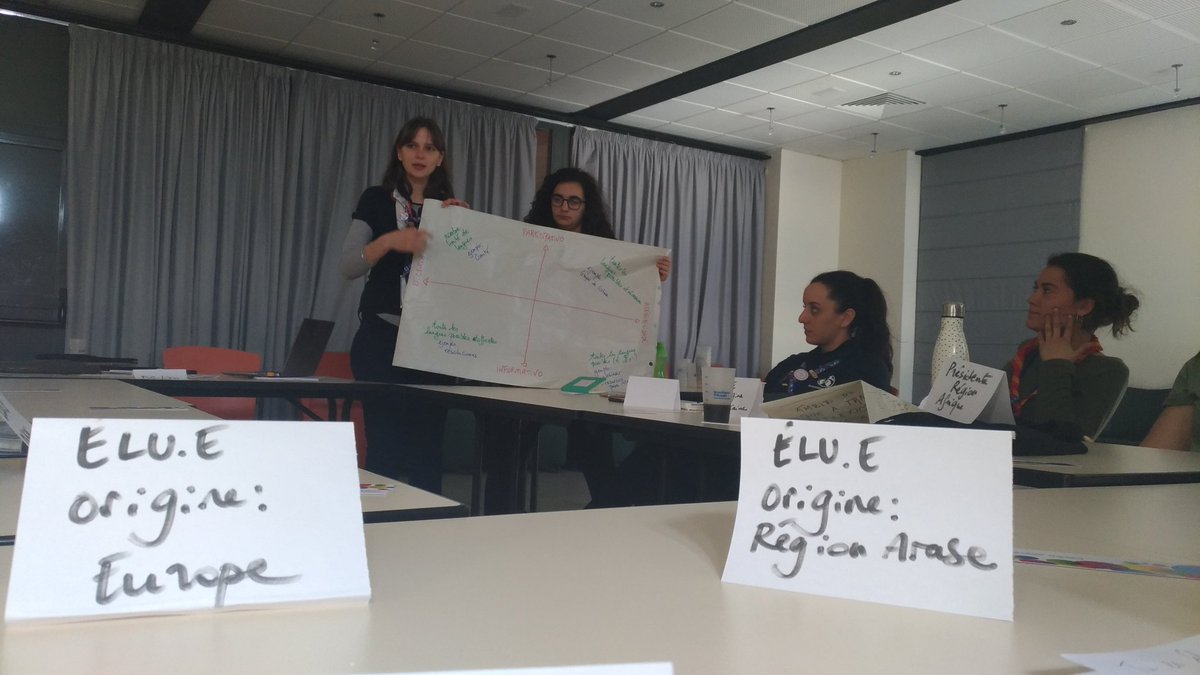 ScoutismeFR's tweet photo. Le #GroupeDeLisbonne en pleine simulation de conférence @wagggs_world ! @EuropeRegion https://t.co/QJPqFzJu9h