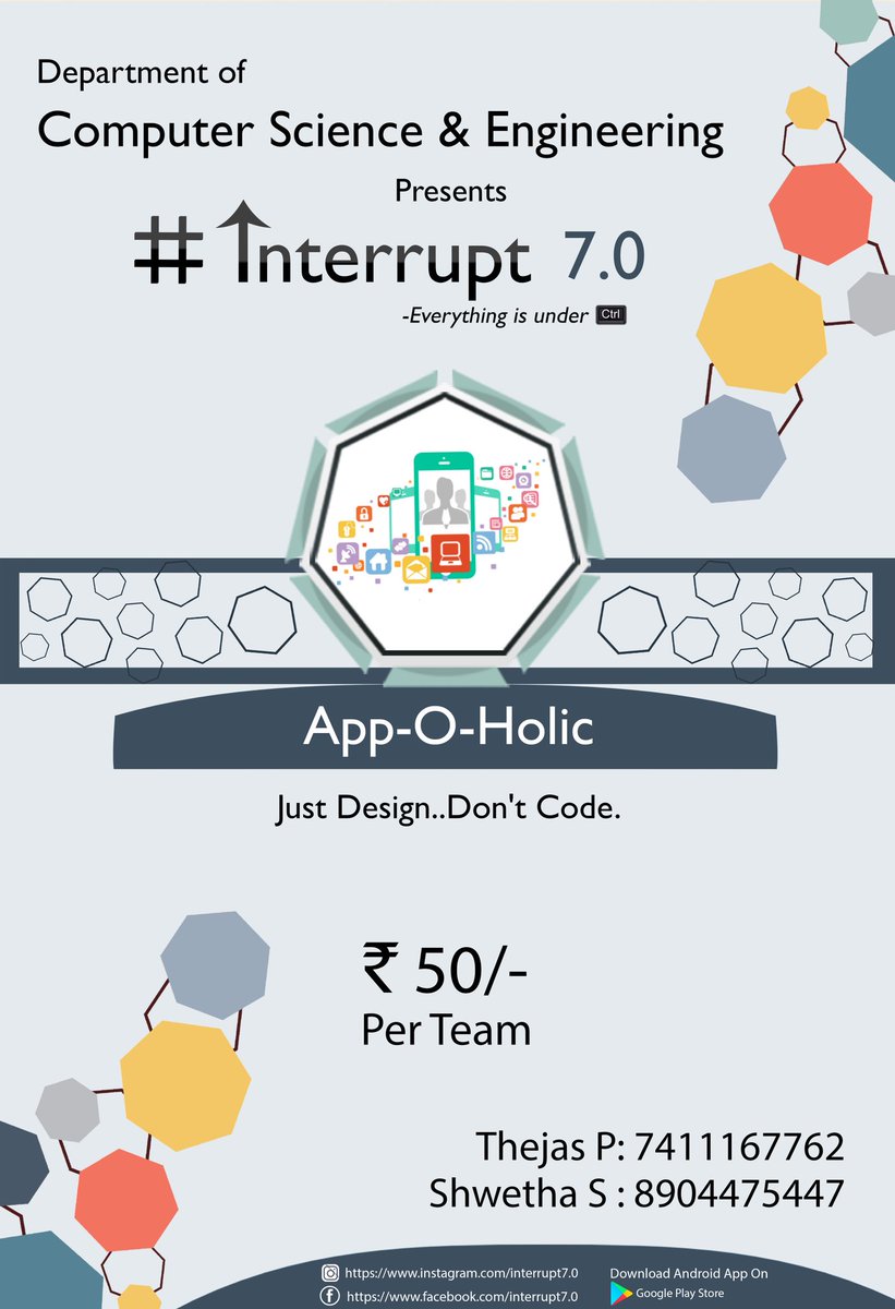 interrupt7_0's tweet photo. Here are our events! Download the app to know more and Register! Loads if prizes waiting to be won! #interrupt7.0 #departmentfest #cse #computerscience #festapp #csfest #drait #festsofdrait #technofest https://t.co/09eJTnqKTc