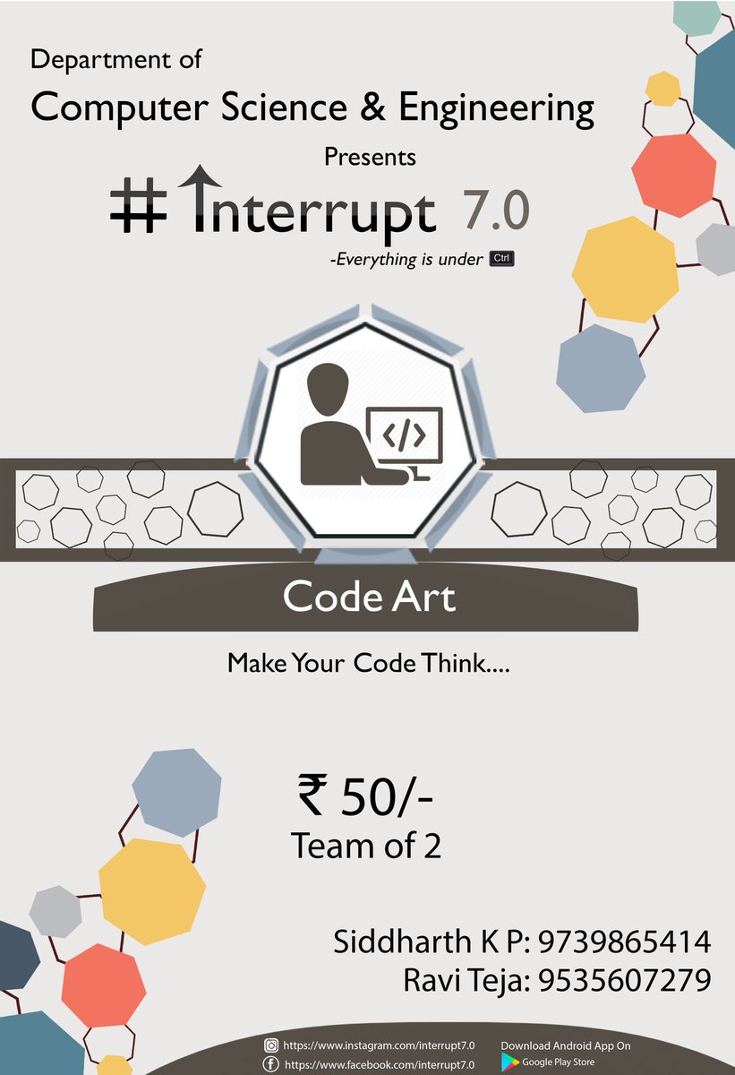 interrupt7_0's tweet photo. Here are our events! Download the app to know more and Register! Loads if prizes waiting to be won! #interrupt7.0 #departmentfest #cse #computerscience #festapp #csfest #drait #festsofdrait #technofest https://t.co/09eJTnqKTc