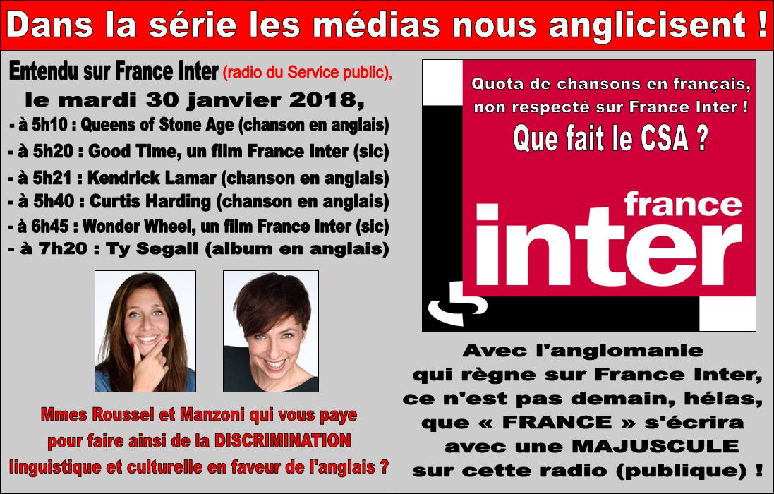 Afrav1's tweet photo. Refusons l'#anglicisation, demandons des comptes au #CSA qui laisse faire ! https://t.co/IPBgNq1b46 @csaudiovisuel @FrancoiseNyssen @VALLINIAndre @AnnickGirardin @franceinter #FranceInter #le79inter @LN_Roussel44 @RebeccaManzoni @ndemorand #PopNCo #TubesNCo #EclectiK #Schrameck https://t.co/lxxHGNkUjb