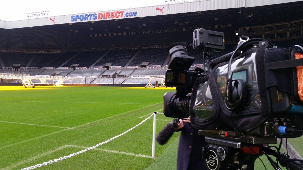 Filming pitchside at Newcastle United. #cameracrew #cameraman