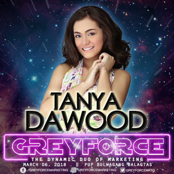 greyforcemktg's tweet photo. Be mesmerized by this angelic voice from Team Sarah of The Voice Teens PH and 2014 MegaVoice Grand Champion, Ms. Tanya Dawood! Catch her captivating vocals on March 6, 2018 at PUP Bulwagang Balagtas. See you there and may the FORCE be with you!
#GREYFORCE
#2NDROMEDAProductions https://t.co/xYb5jncuc5