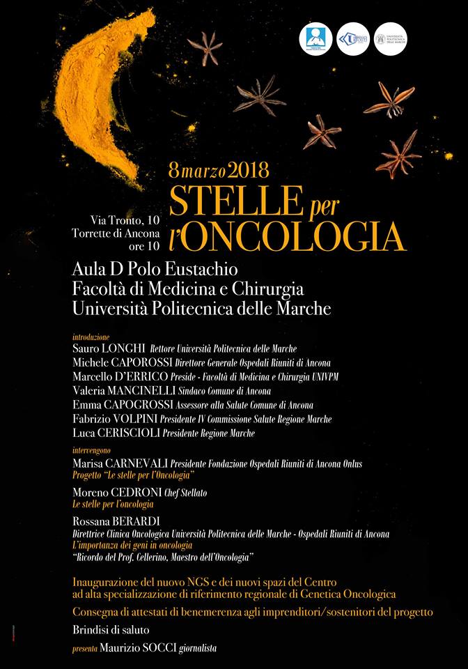 * Stelle per l'oncologia *
#Giovedì8marzo ore 10 si terrà in aula D della Facoltà di Medicina (Polo Eustachio)
L’iniziativa è aperta a tutti gli interessati. 
Presenta il giornalista <a href="/MaurizioSocci/">Maurizio Socci</a> .