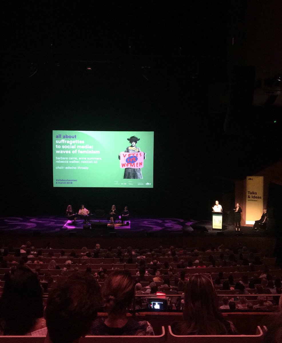 HannahLock5's tweet photo. A full house at #allaboutwomen ‘suffragettes to social media’. Inspiring discussions about a future 4th wave of feminism that values #intersectionality - “the same oppression that devalues women, devalues so many lives across the world” @nakkiahlui. https://t.co/xdMuhbozsN