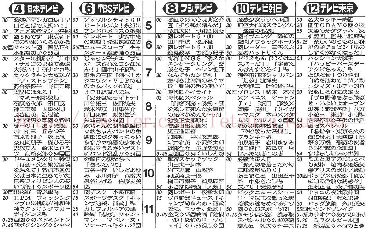 美品】ON 1983年9月 アメリカテレビ番組表-