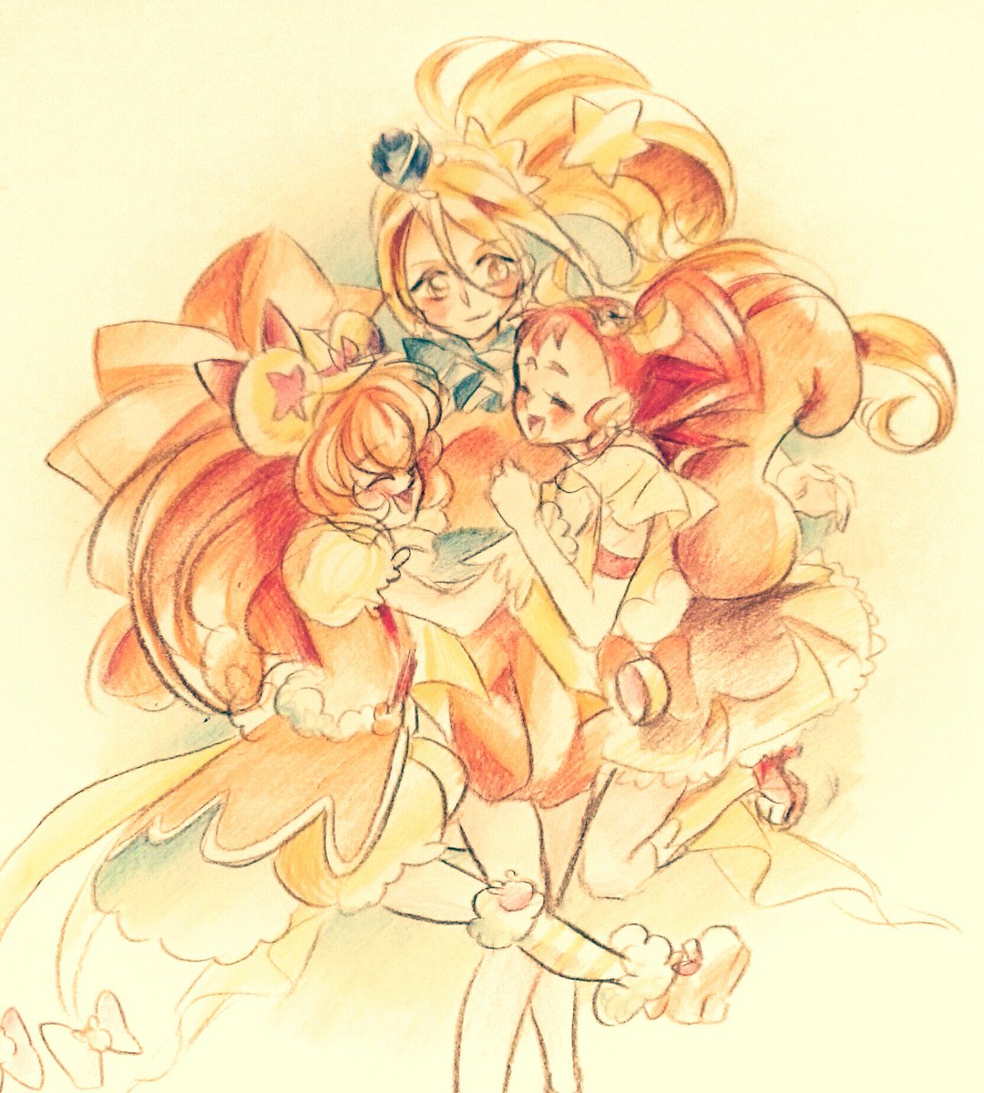 「#プリキュア版深夜の真剣お絵描き60分一本勝負
きいろ 」|ねゆのイラスト