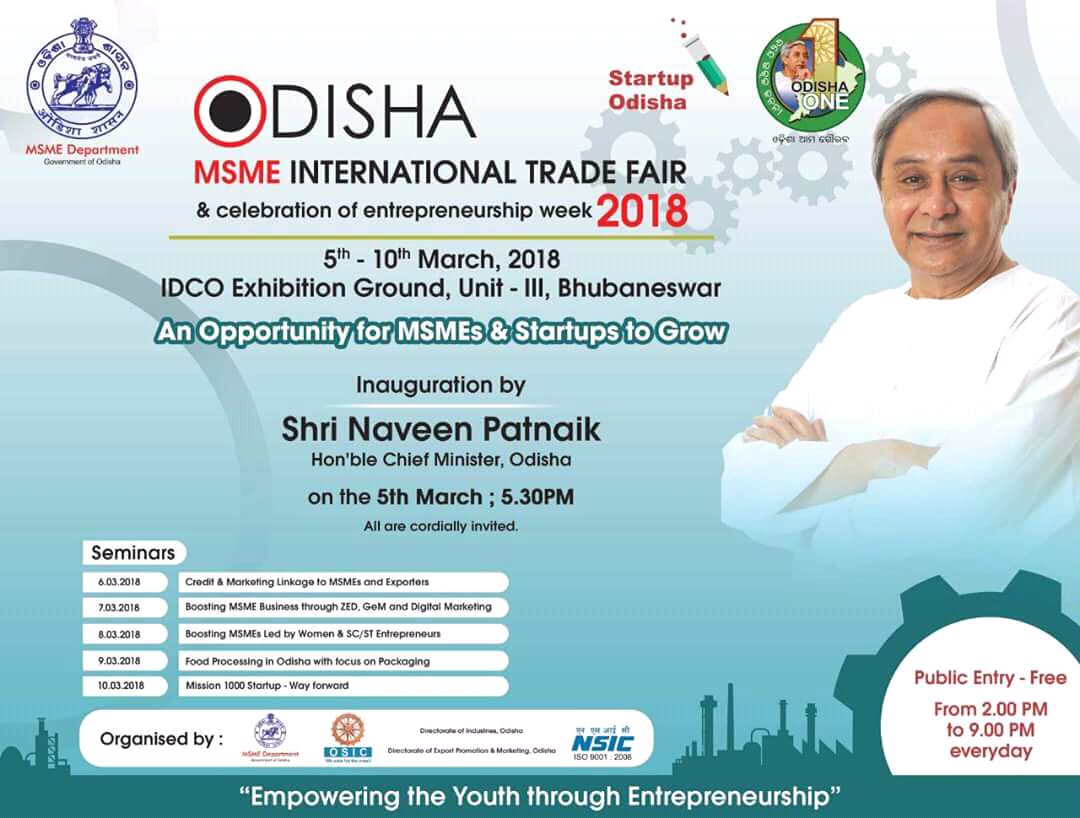 dhal_pradyumna's tweet photo. Odisha MSME International Trade Fair which will stated 5th March to 10th March 2018 at Idco exhibition Ground Bhubaneswar, Odisha...... https://t.co/JNBbtesW3W